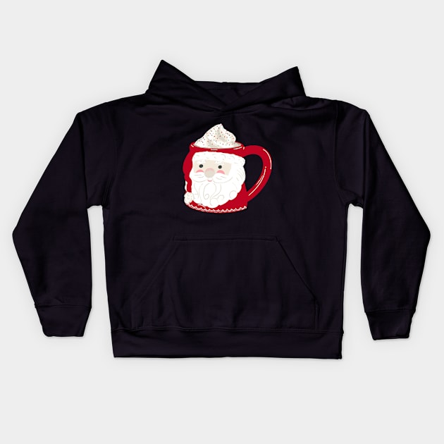 Vintage Santa Mug with Hot Chocolate, Cream, Sprinkles and Cookies Kids Hoodie by NattyDesigns